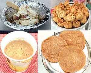 (L - R) Mahuda Ice Cream, Potli, Walnut mushroom soup & Pumpkin Manda